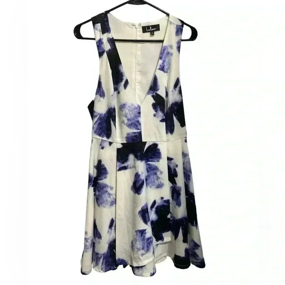 Lulus Seeing Chic Abstract Print  Skater Dress Size Large - Picture 2 of 5